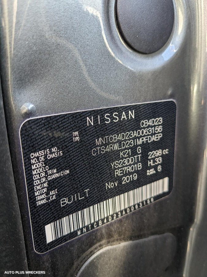 2020 Nissan Navara Misc Switch Relay
