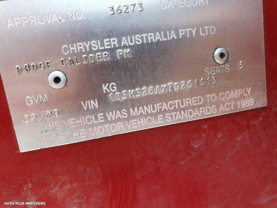 2008 Dodge Caliber Left Rear Door Sliding