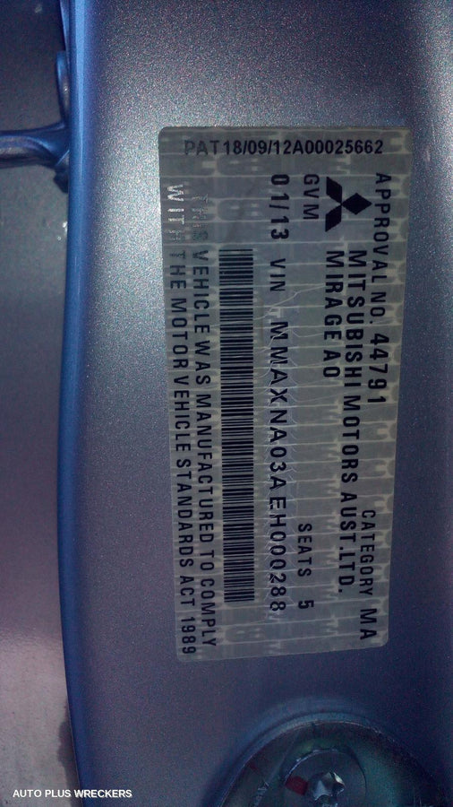 2013 Mitsubishi Mirage Heater Fan Motor