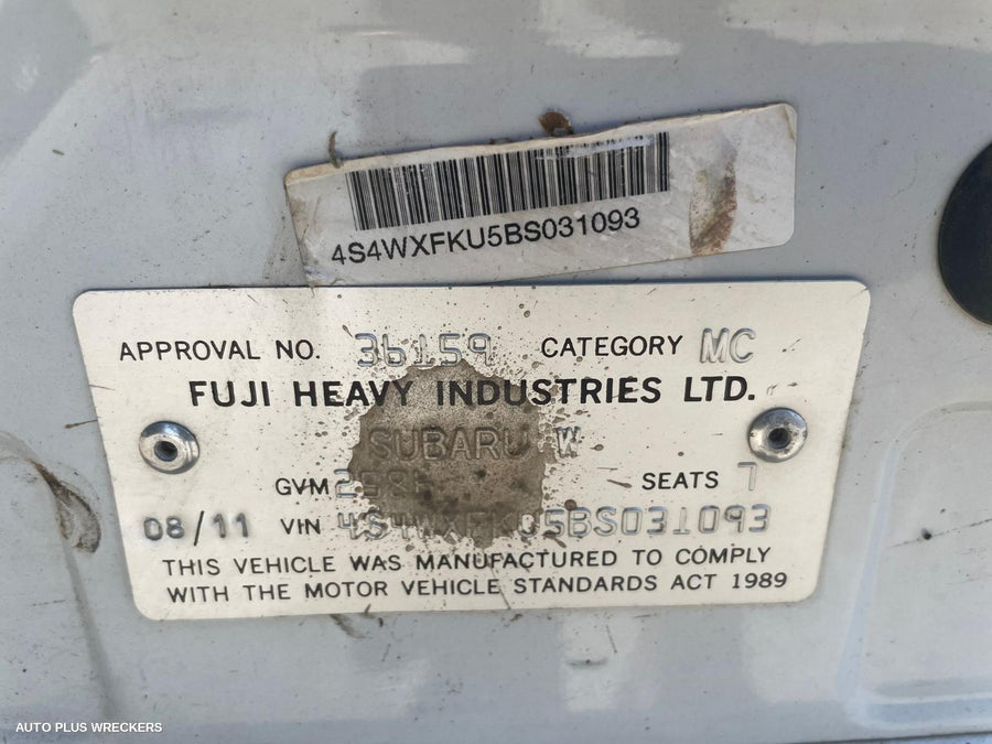 2011 Subaru Tribeca Door Boot Gate Lock