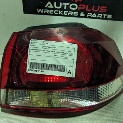 2012 Volkswagen Golf Right Taillight