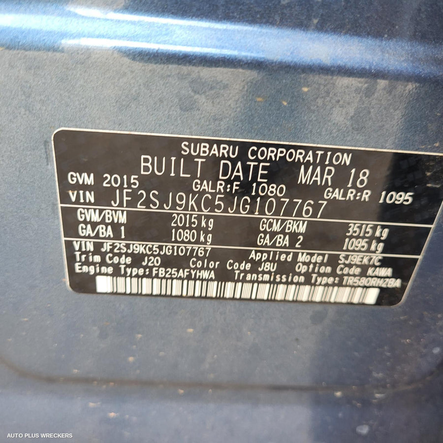 2018 Subaru Forester Left Front Window Reg Motor
