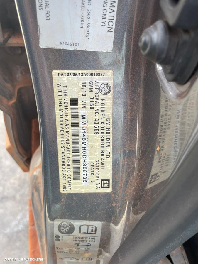 2013 Holden Colorado Wiper Motor