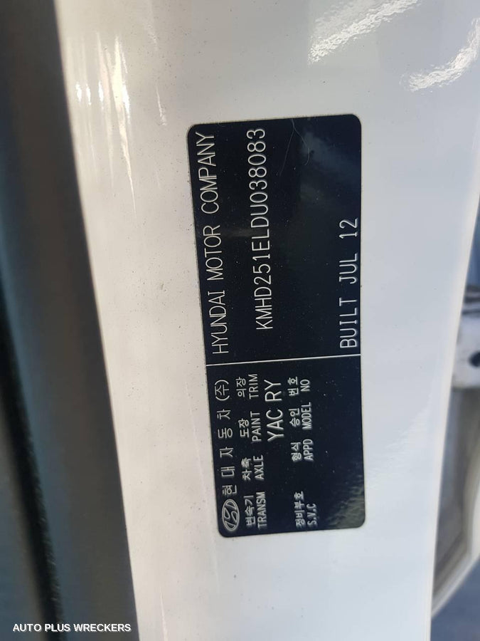 2012 Hyundai I30 Right Front Door Window