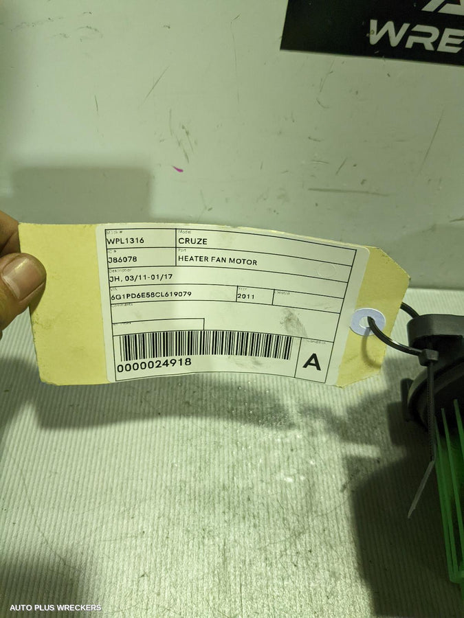 2011 Holden Cruze Heater Fan Motor