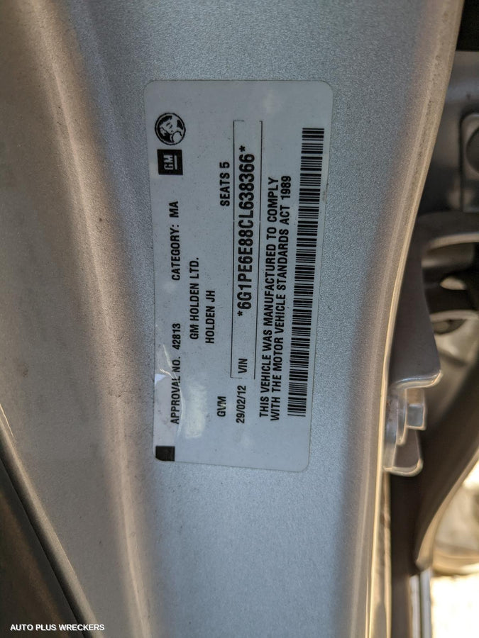 2012 Holden Cruze Right Rear Wnd Reg Motor