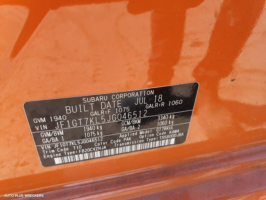 2018 Subaru Xv Right Front Window Reg Motor