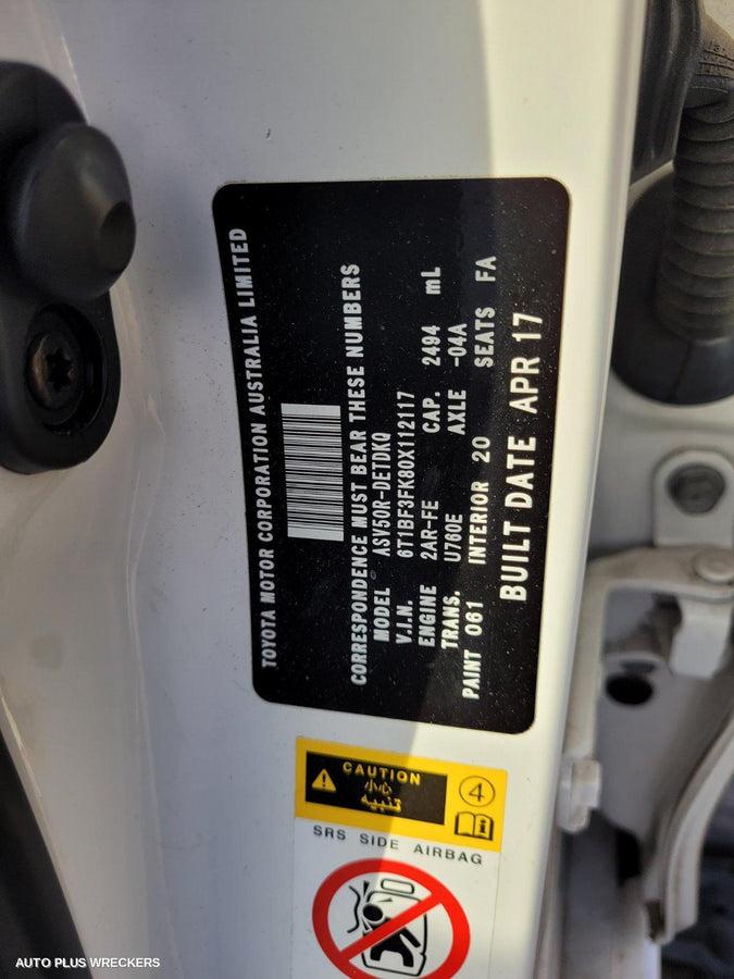 2017 Toyota Camry Frt Xmember Cradle