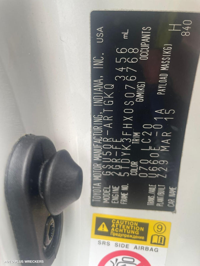 2015 Toyota Kluger Misc Switch Relay