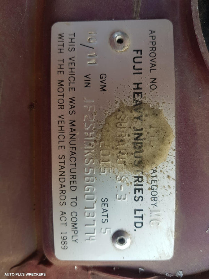 2011 Subaru Forester Right Rear Wnd Reg Motor