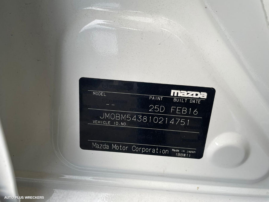 2016 Mazda 3 Left Rear Wnd Reg Motor