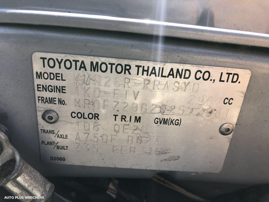 2015 Toyota Hilux Bootlid Tailgate