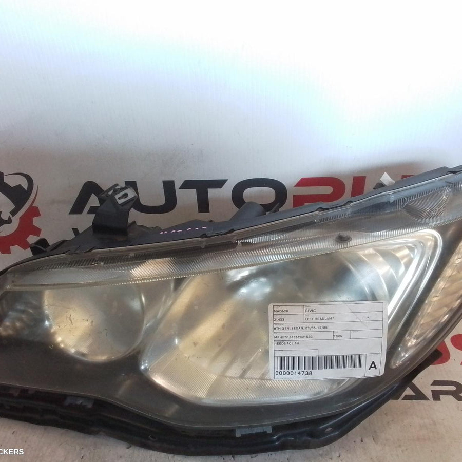 2006-2008 Honda Civic Left Headlamp