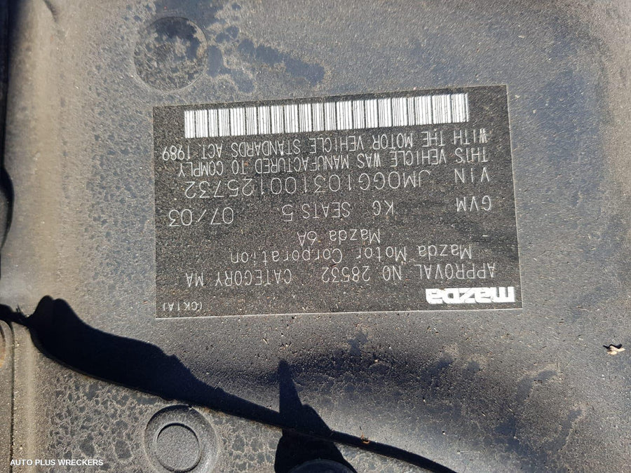 2003 Mazda 6 Right Taillight