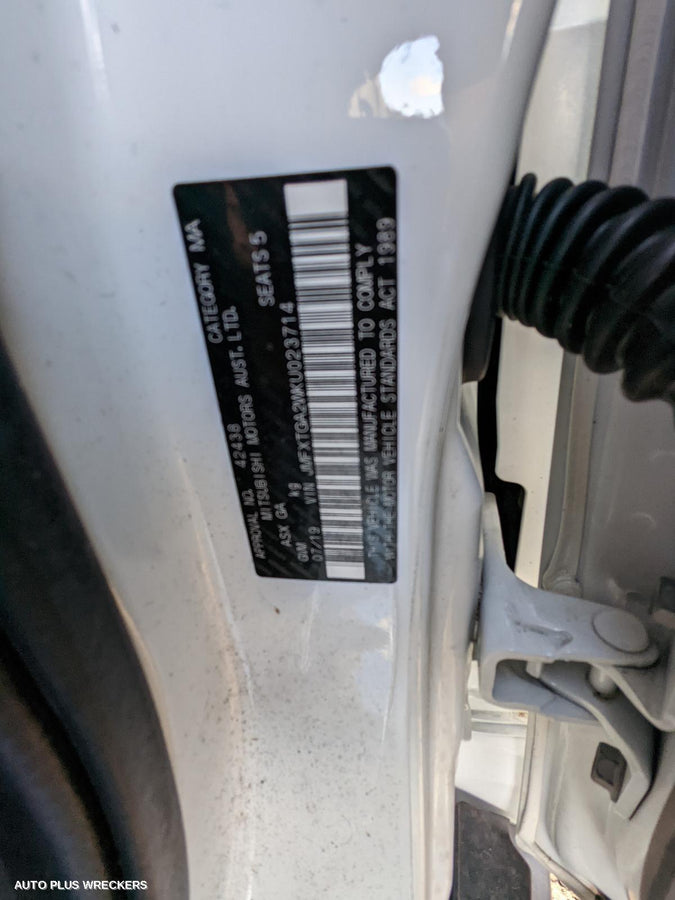 2019 Mitsubishi Asx Right Rear Door Window