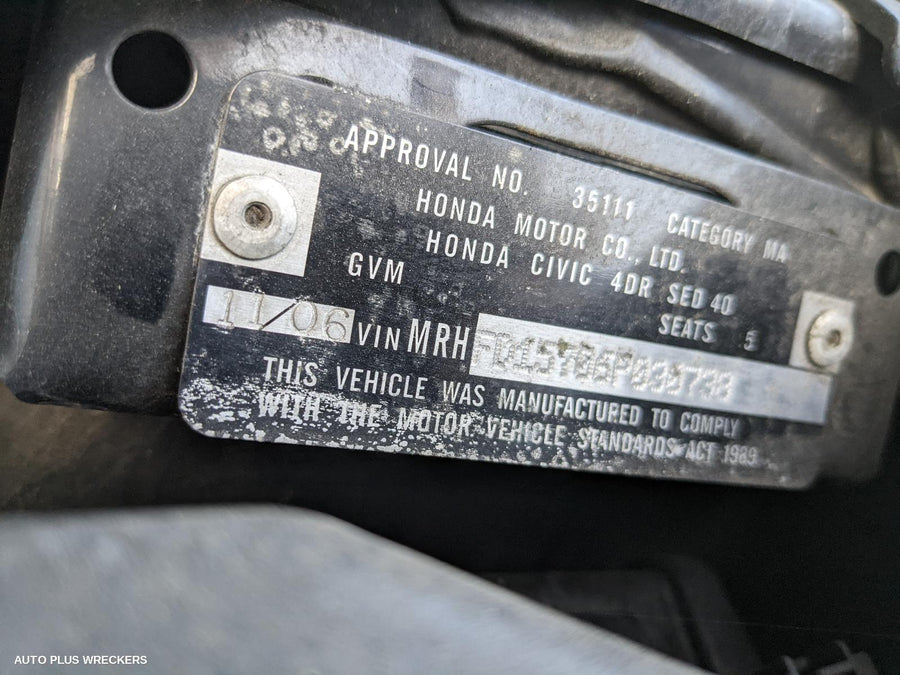 2006 Honda Civic Left Headlamp