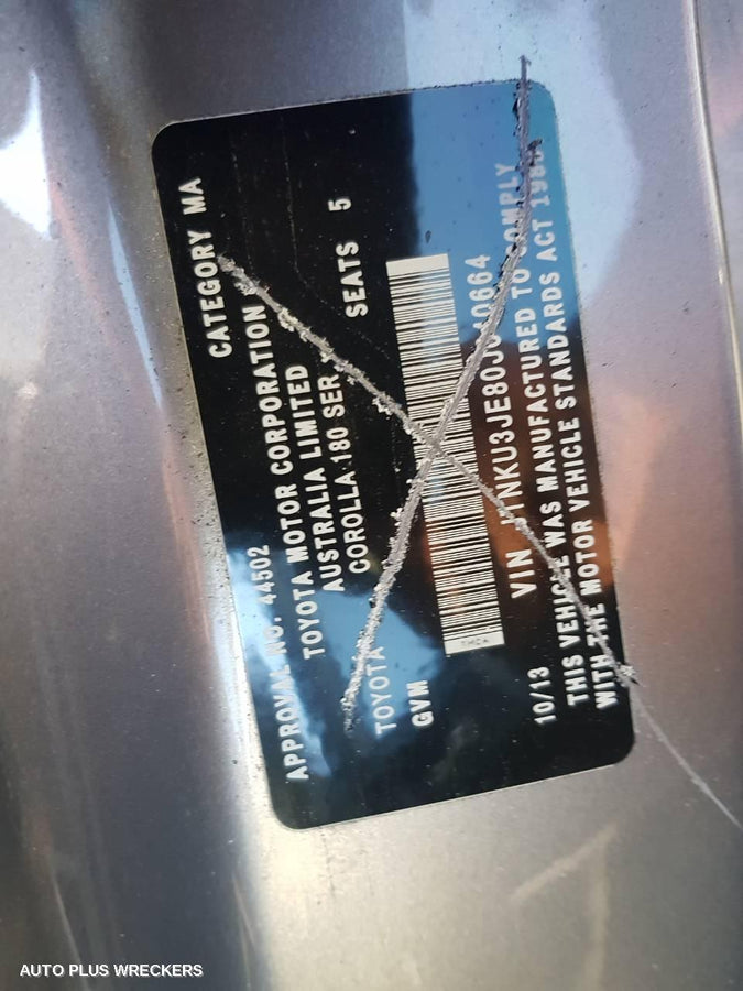 2013 Toyota Corolla Sunvisor