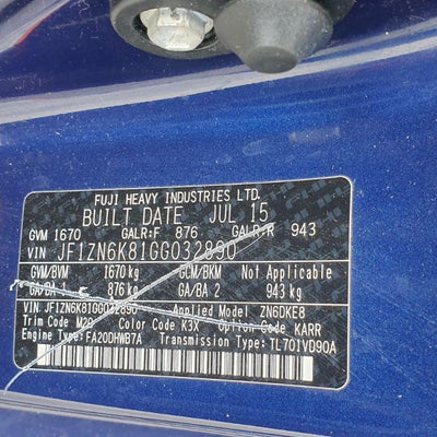 2015 Toyota 86 Heater Fan Motor