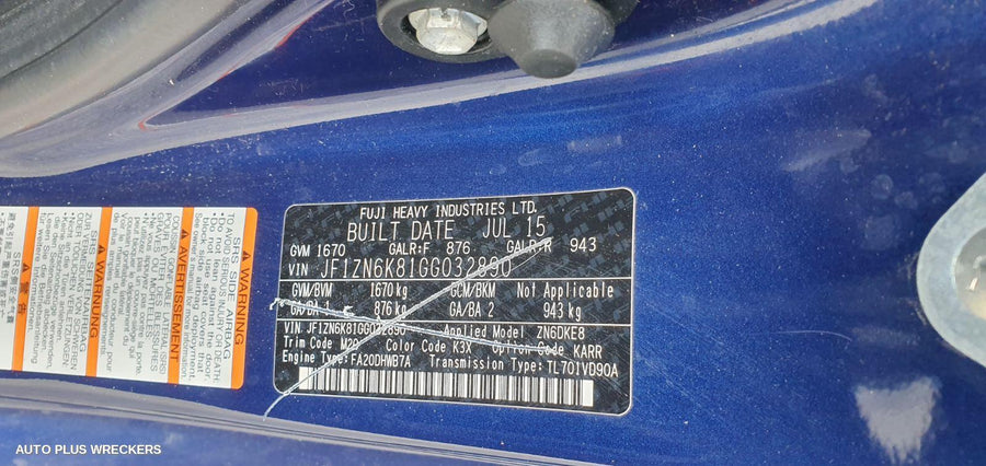 2015 Toyota 86 Heater Fan Motor