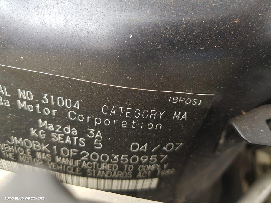 2007 Mazda 3 Left Indicator Fog Side