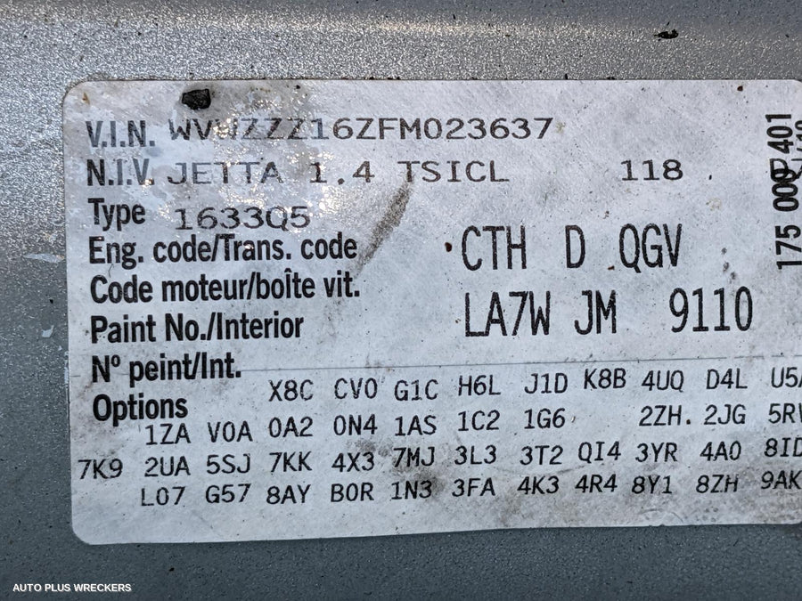 2015 Volkswagen Jetta Steering Box Rack