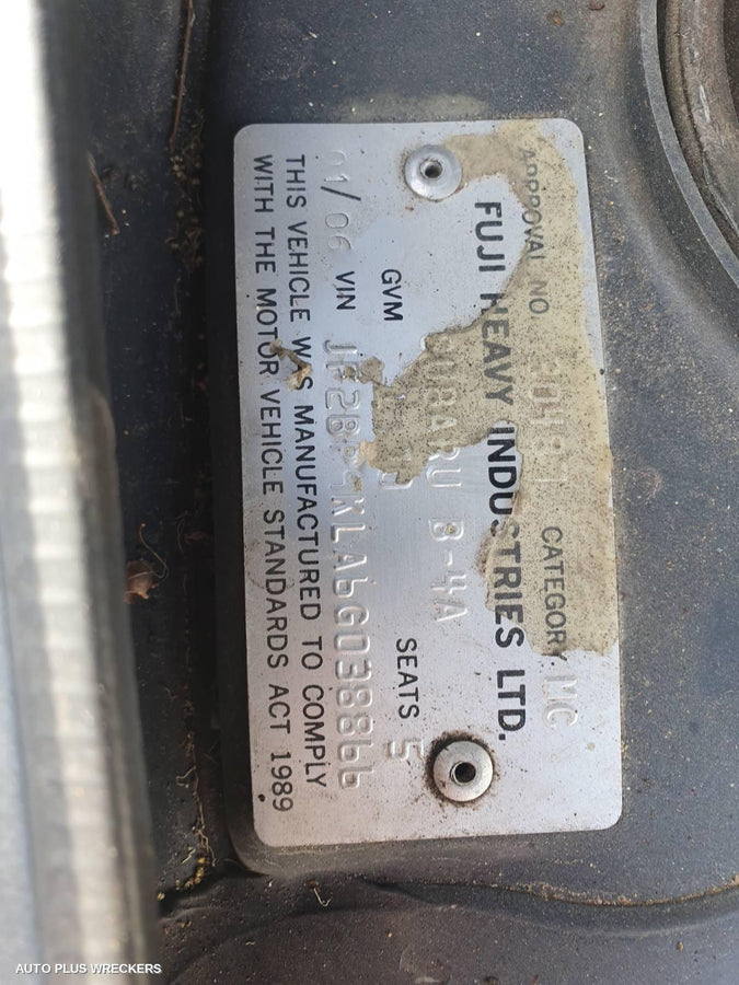 2006 Subaru Outback Left Indicator Fog Side