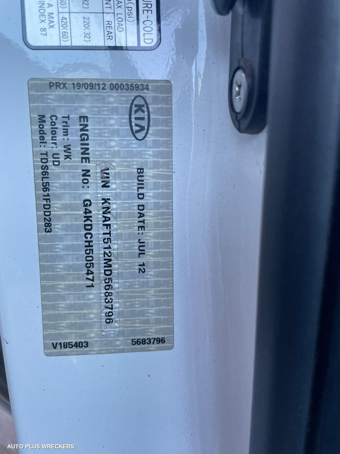 2012 Kia Cerato Right Front Window Reg Motor