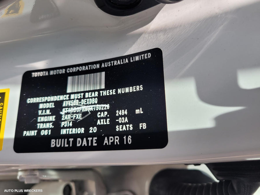 2016 Toyota Camry Right Guard