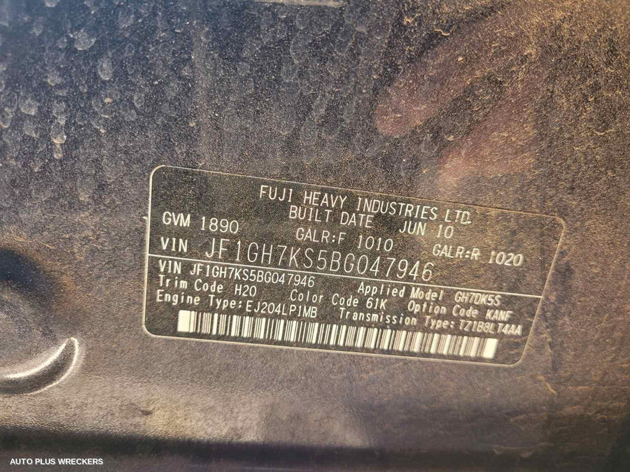 2010 Subaru Impreza Steering Box Rack