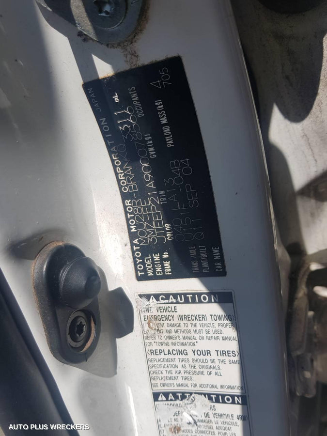 2004 Toyota Kluger Right Rear Door Sliding