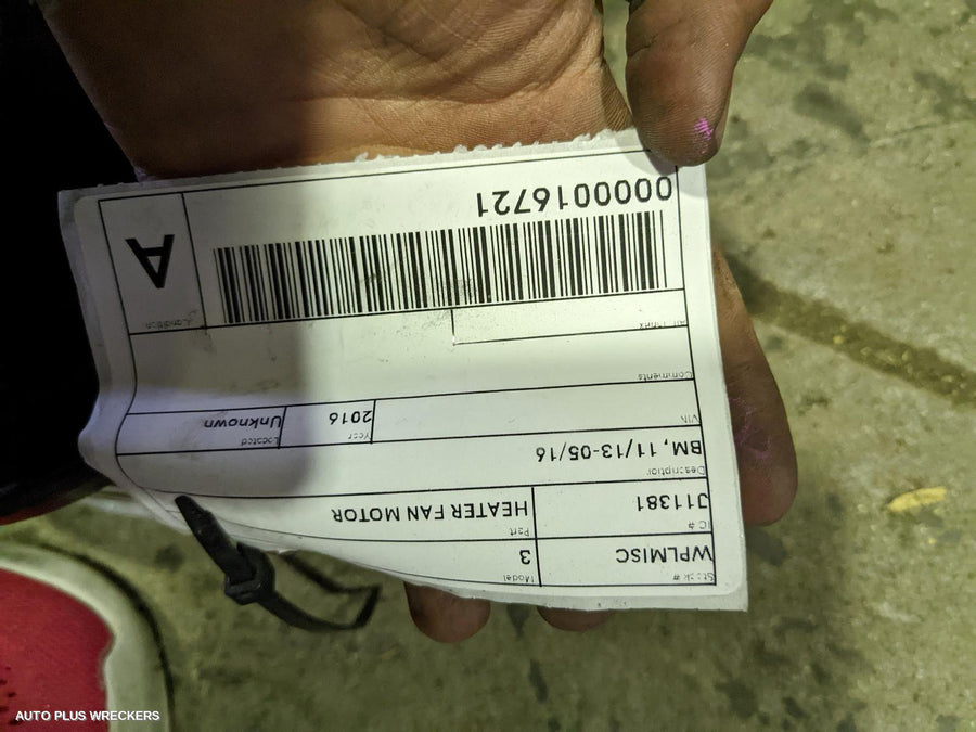 2016 Mazda 3 Heater Fan Motor