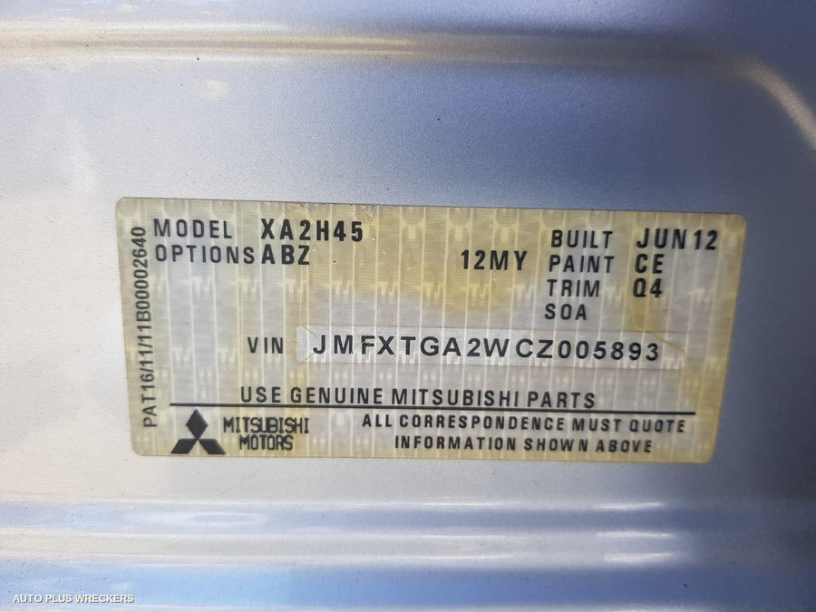 2012 MITSUBISHI ASX OVERFLOW BOTTLE