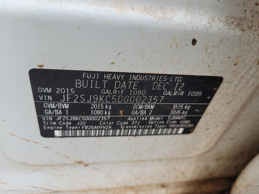 2013 Subaru Forester Bootlid Tailgate