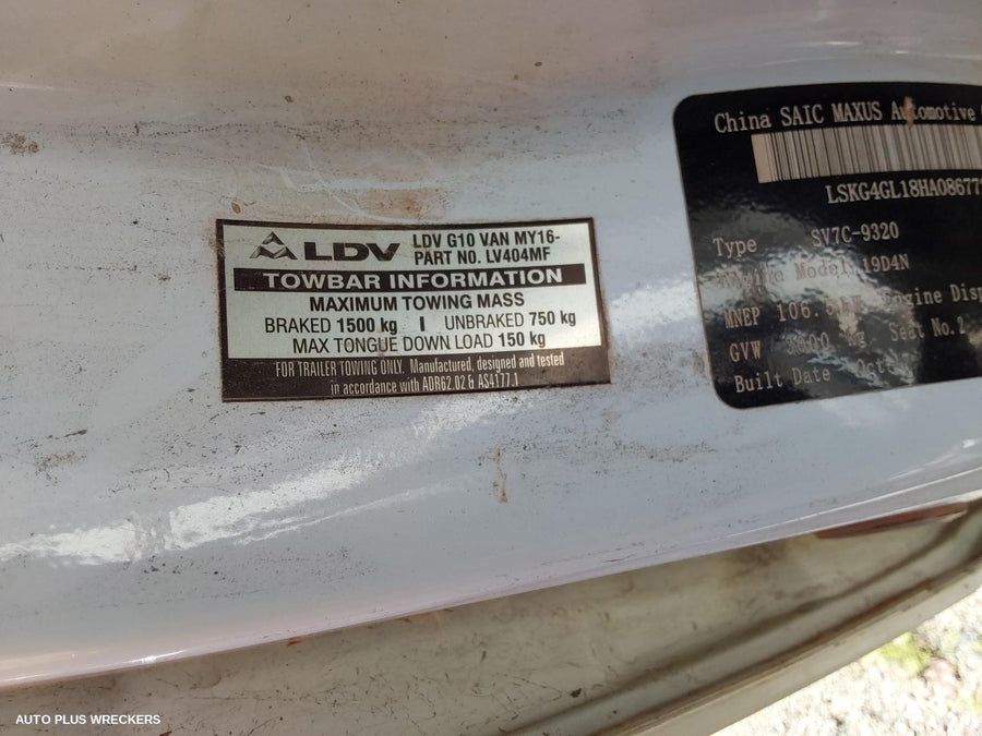 2018 Ldv G10 Right Front Window Reg Motor