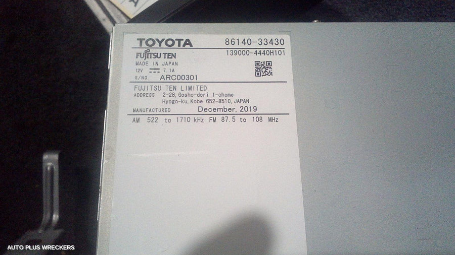 2020 Toyota Camry Radio Cd Dvd Sat Tv
