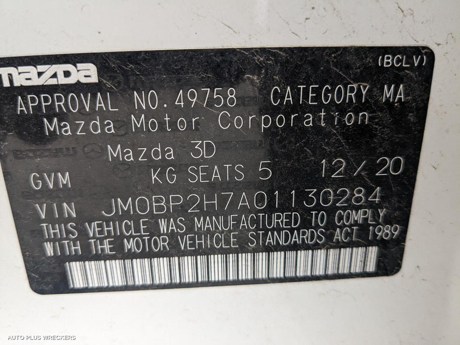 2021 Mazda 3 Sunvisor