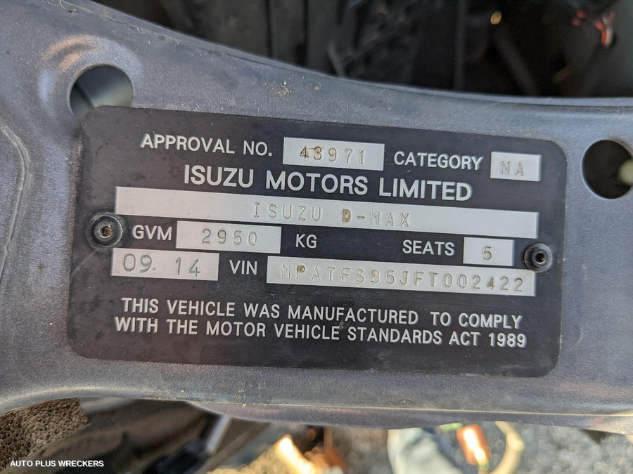 2014 Isuzu Dmax Trans Gearbox