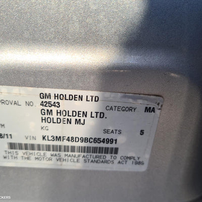 2012 Holden Barina Door Boot Gate Lock