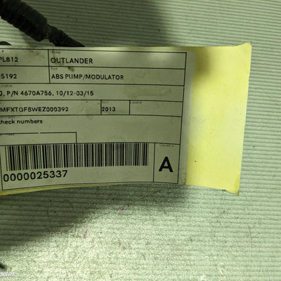2012-2015 Mitsubishi Outlander Abs Pump Modulator