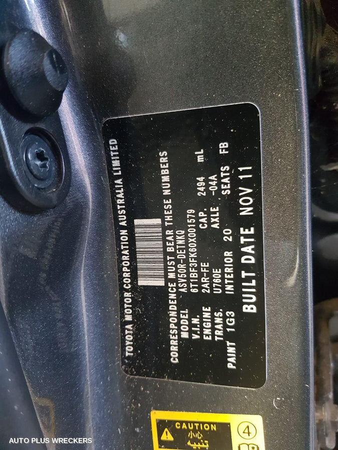 2011 Toyota Camry Radiator Support