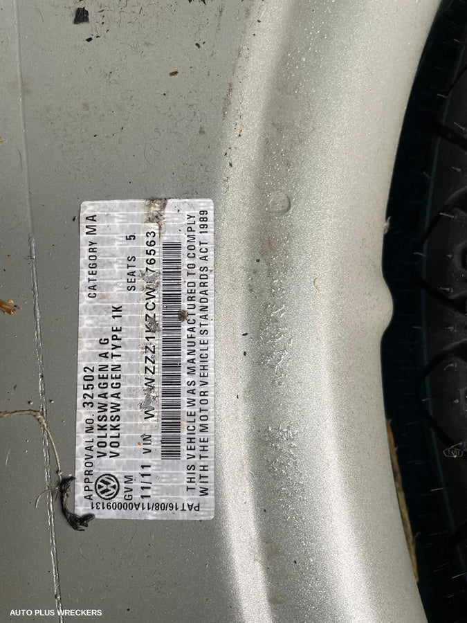 2012 Volkswagen Golf Door Boot Gate Lock