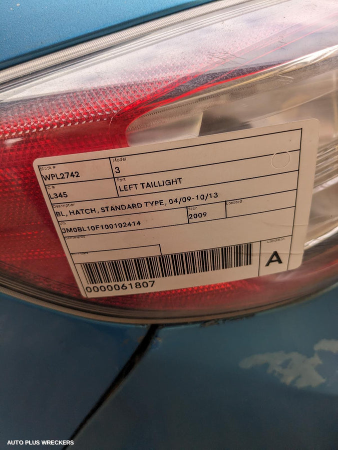 2009-2013 Mazda 3 Left Taillight