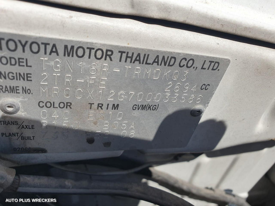 2008 Toyota Hilux Sunvisor