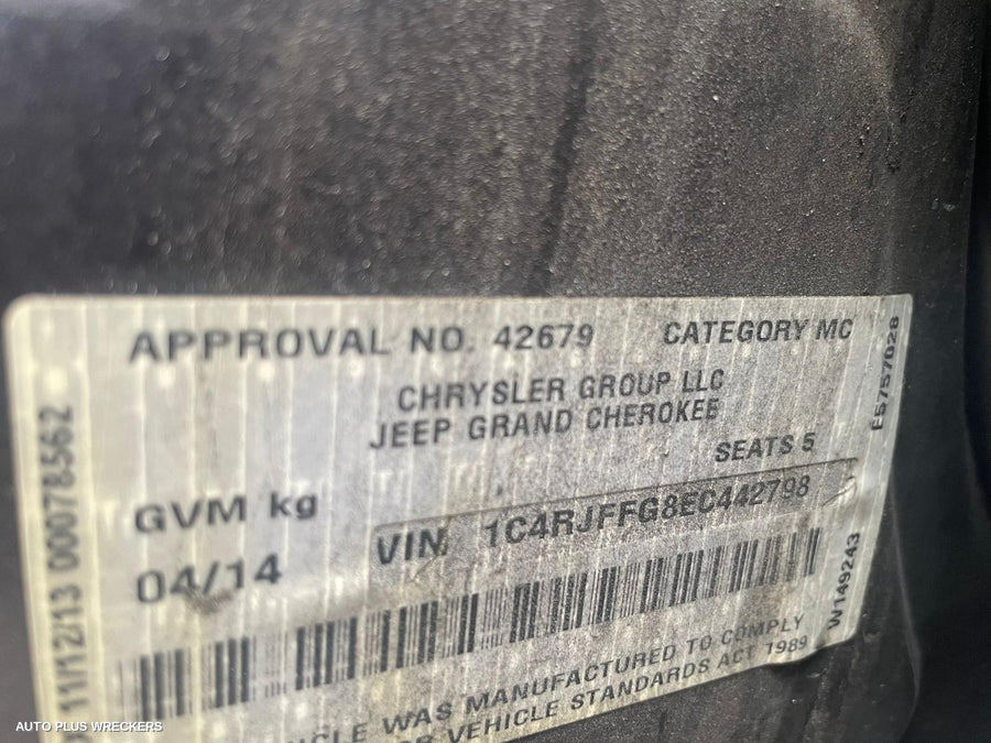 2014 JEEP GRANDCHEROKEE RIGHT FRONT DOOR WINDOW