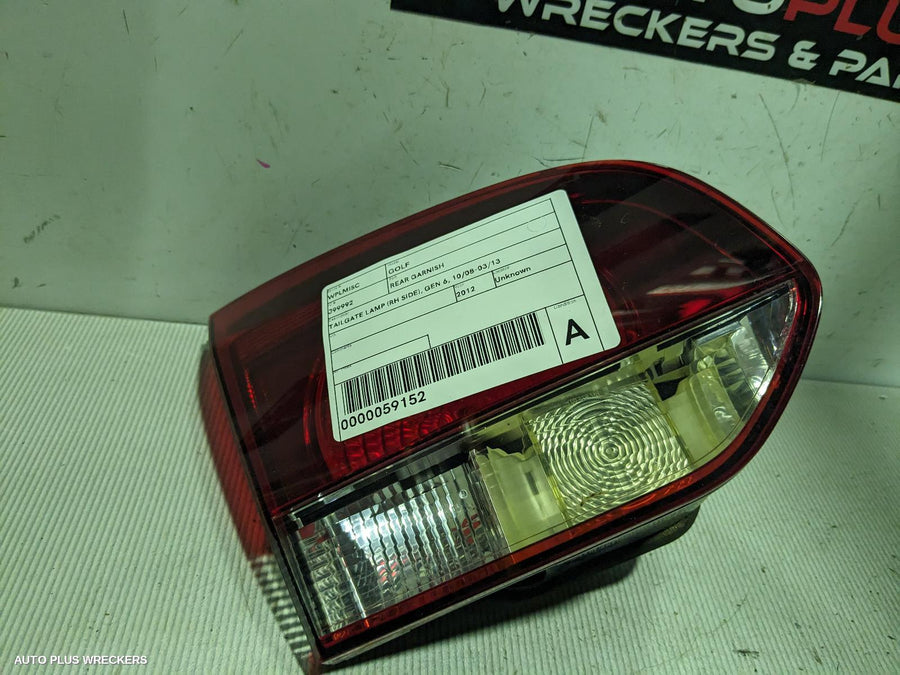 2012 Volkswagen Golf Rear Garnish