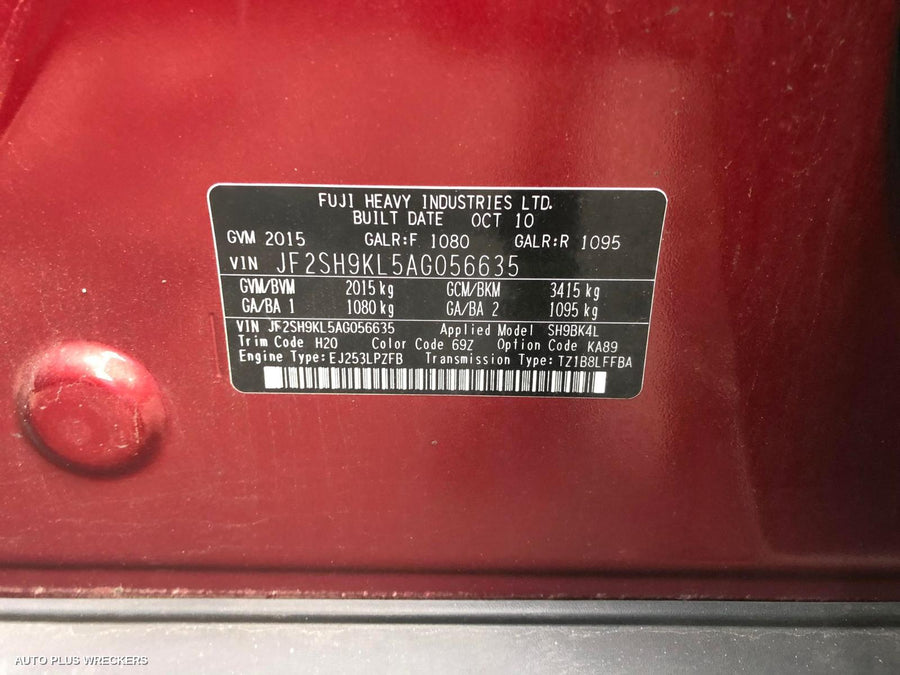 2011 Subaru Forester F Bar Reinforc Brack