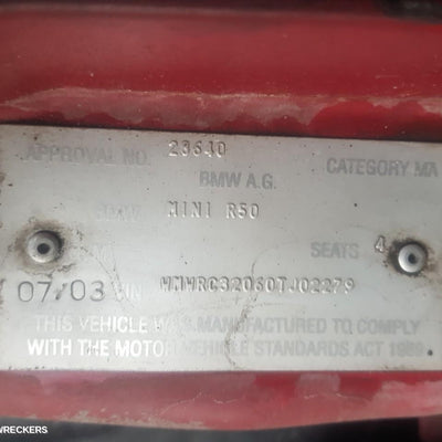 2003 Mini Cooper Left Taillight