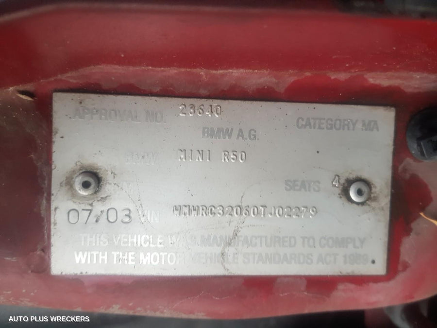 2003 Mini Cooper Left Taillight