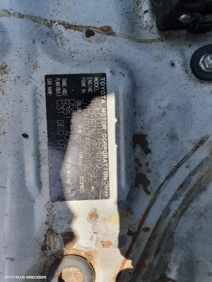 2008 Toyota Hiace Pwr Dr Wind Switch