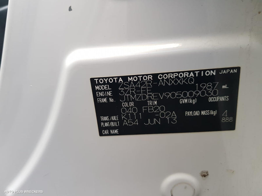 2013 Toyota Rav4 Left Rear Door Window